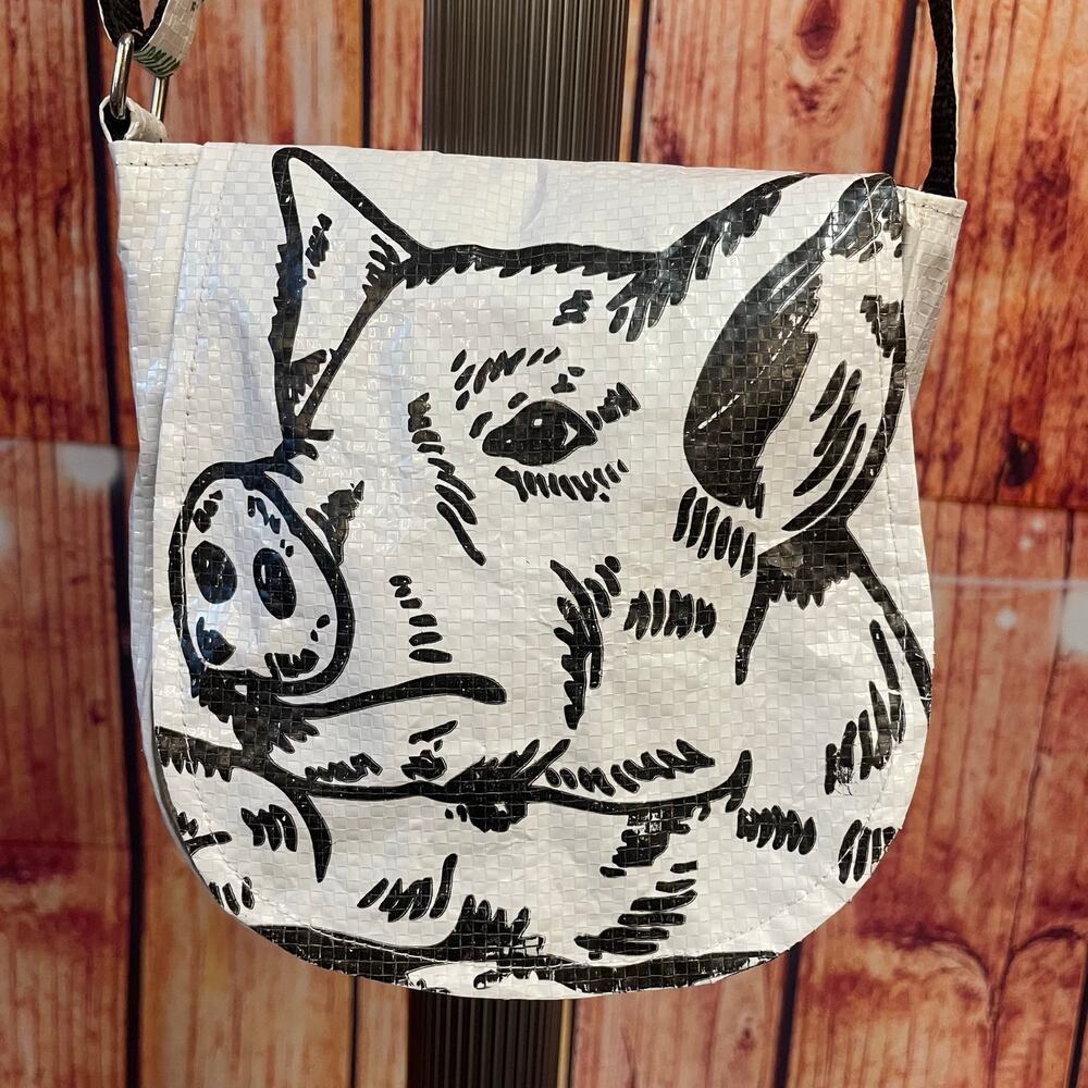 Recycled Bags Handmade Upcycled Plastic Crossbody Bag Purse 7x7 Pig Design